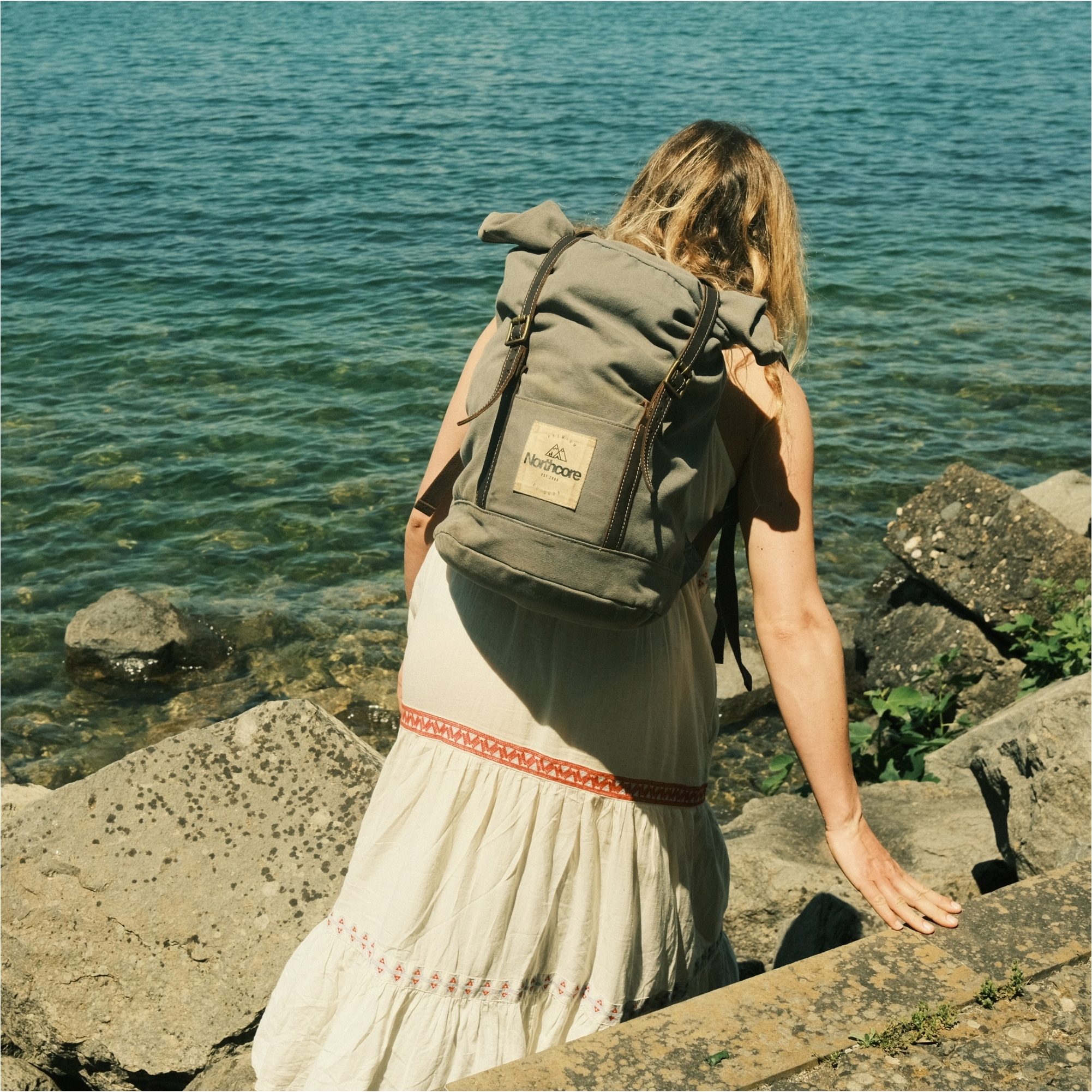 2026 Northcore Waxed Canvas Backpack NOCO118 - Olive Green